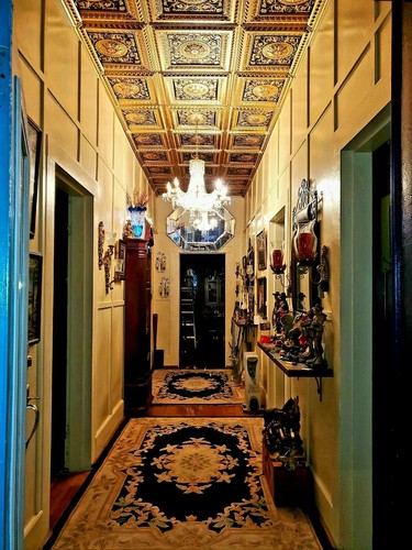 #223 Azulejos de techo decorativos de lata sintética de PVC dorado/azul/rojo 2'x2' (Lote de 12) - Imagen 5 de 6