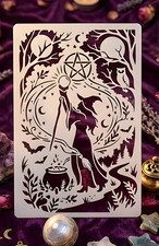 Large Witch Wicca Magic Elements Stencil Art Craft Reusable Paint DIY Template