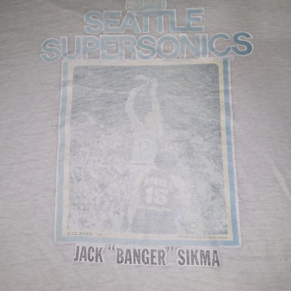 Vintage Seattle Supersonics Jack Banger Sikma Shirt 70s Single Stitch Quaker NBA - Image 4 of 4