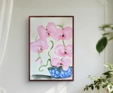 Original Signed Watercolor Painting. Vibrant. Abstract. Floral.Colorful. Pink