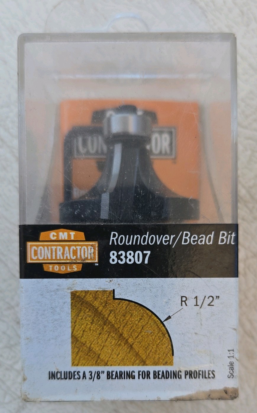 CMT Contractor Tools, 83807, Roundover/Bead Router Bit, 1/4" Shank, 1/2" Radius