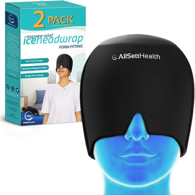 2 Pack - Migraine Relief Cap Ice Head Wrap and Hat | Hot/Cold Gel Pack with Face