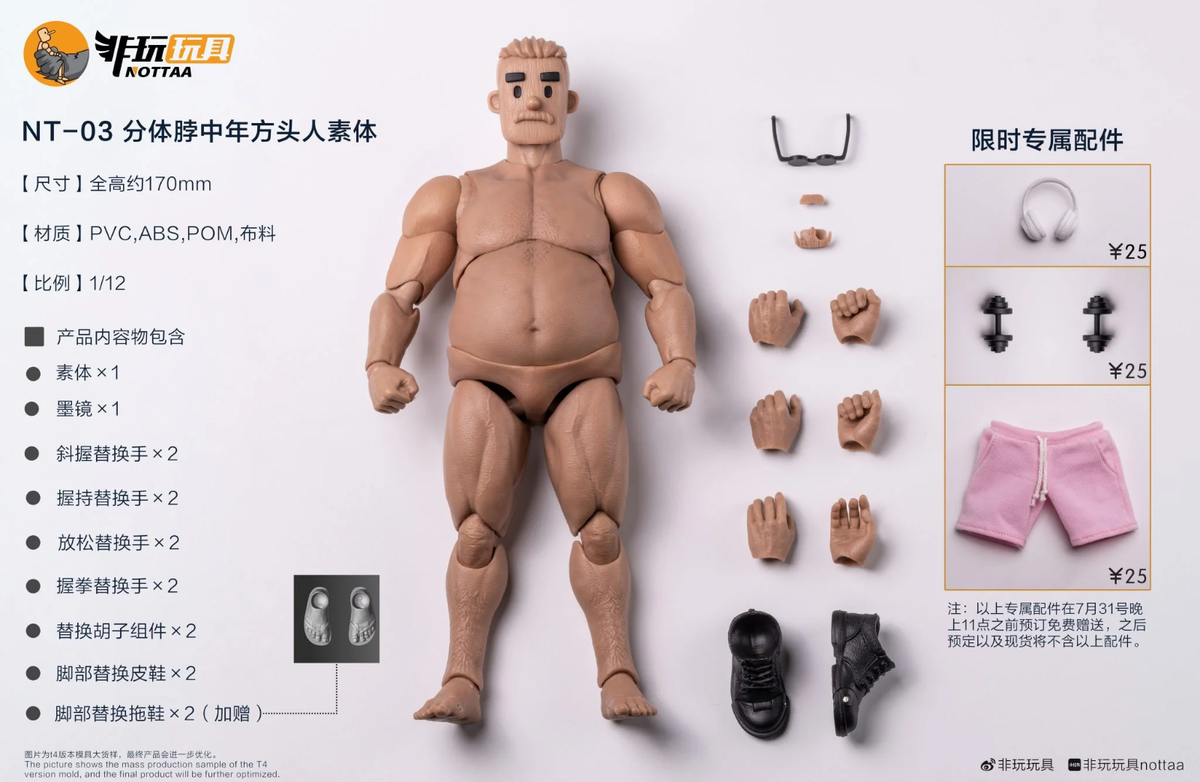 NOTA TOYS 非玩玩具 1/12 中年 アクションフィギュア NT-03 NT-03: Nota Studio Notaman 1/12 action figure - Fat Body with