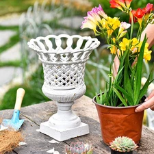 Sungmor Urn Planters Cast Iron Beautiful Hollow Trophy Design Tall Bouquets Vase