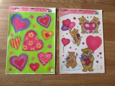 Vintage VALENTINE Color-Clings Window Decorations Set Of 2