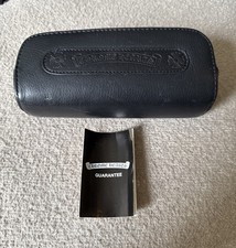 CHROME HEARTS Pebbled Leather Eyeglasses Case Black Piece Of Zipper Broken