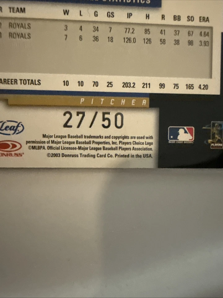 2004 Leaf #40 Jeremy Affeldt Press Proof Silver /50 Royals - Image 4 of 4