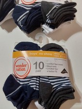 WONDER NATION - BOYS' NO SHOW S 4.5-8.5 FITTED HEAL NWT NAVY DISCONTINUED