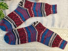 Handmade Hand Knitted Wool Socks Colorful Pattern Warm Size EU 42-43 US 9-10