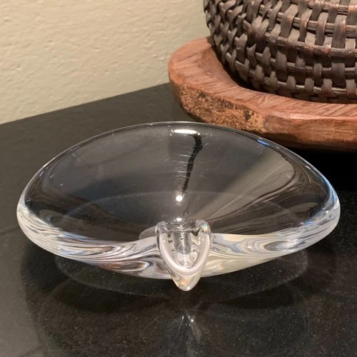 Steuben Glass 7" Heart Shaped Cigar Ashtray George Thompson Modernist Design