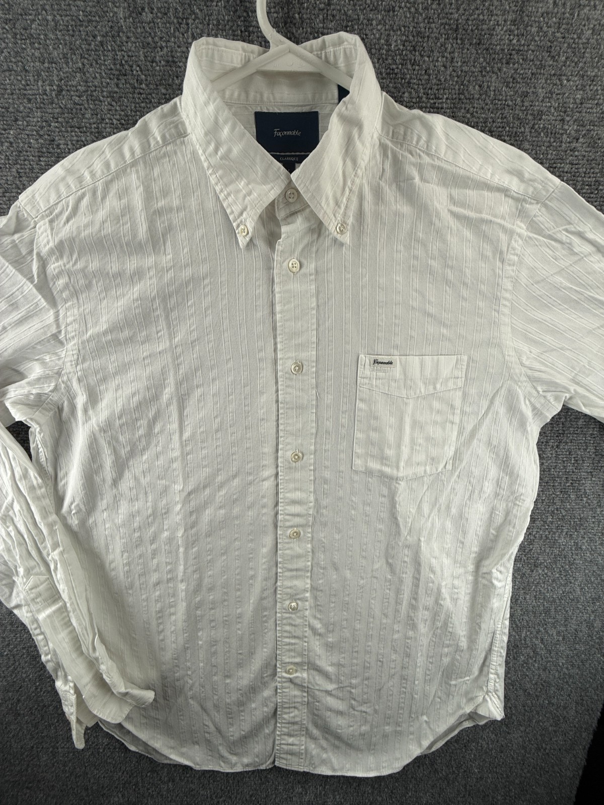 Faconnable Cotton Large Button-Down Striped White… - image 1