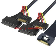 Slimline SAS SFF-8654 8i to 2X SFF-8639 U.2 with 15P SATA Power Adapter Cable