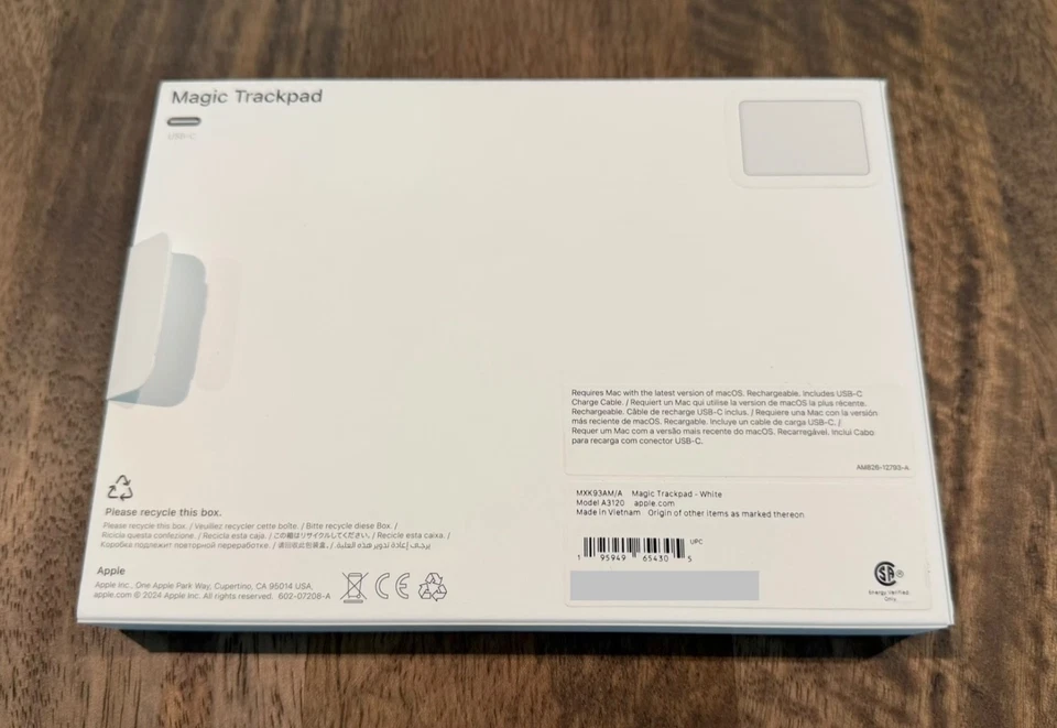 Apple Magic Trackpad USB-C (MXK93AM/A, A3120) - White – NEW / UNUSED / OPEN BOX - Image 2 of 3