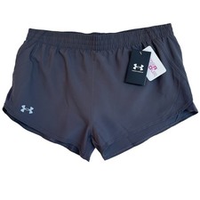 UA Fly By 3" Shorts Girls YLG/G Gray Athletic Hidden Pocket Running Track Vented