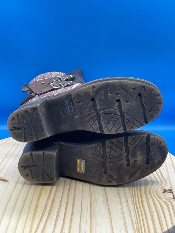 Bota de montar Muk Luks para mujer talla 7 marrón/negro poliuretano punta redonda media pantorrilla Foto 4 de 4