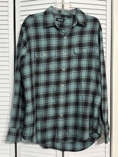 Men  s Flannel Button Down Shirt - Size Large - Izod, Teal Blue