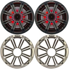 2x Kicker OEM Replacement 6.5" Coaxial LED Speakers w/ Charcoal, Silver Grilles