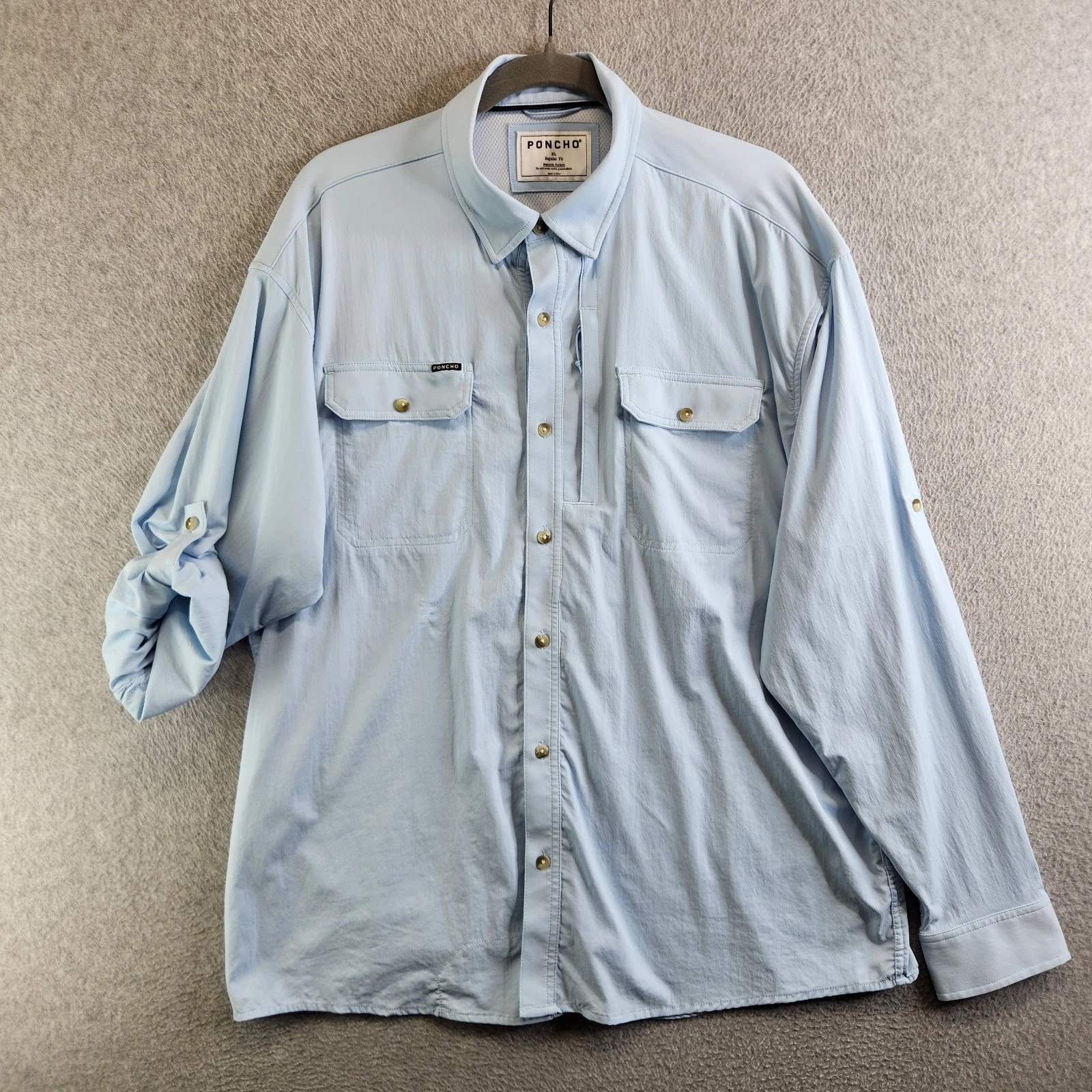 Poncho Shirt Mens XL Light Blue Fishing Vented Boating Angler Safari Roll Tab
Opens in a new window