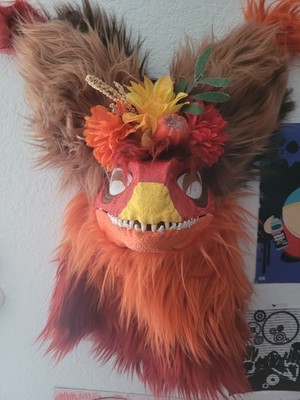 autumn furred dinomask fursuit moving jaw lightly used