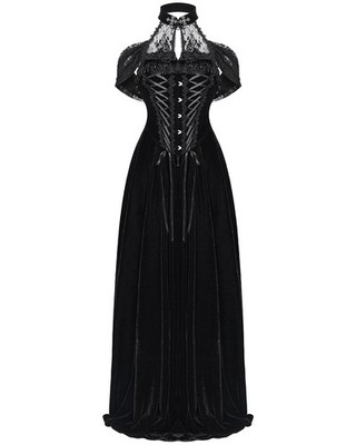 Eva Lady Damen dunkel Barock Gothic Samt Ballkleid Brautkleid