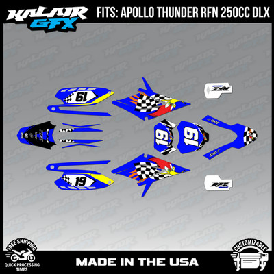 Graphics Kit for Apollo RFZ Thunder 250 (All) Pecker Series-BLUE