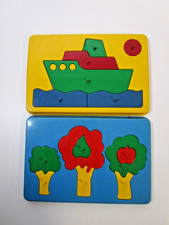 2 RARE VTG GOWI TOYS PLASTIC PUZZLES. 8 PC AUSTRIA FIG. 222  225.