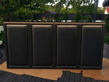 Design Bartheke 240 cm LED Gastrotheke Schwarz mit gerahmter Polsterfront