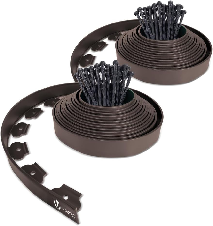 Bordo Giardino Flessibile in Plastica PE con 60 Chiodi Fissaggio 20m