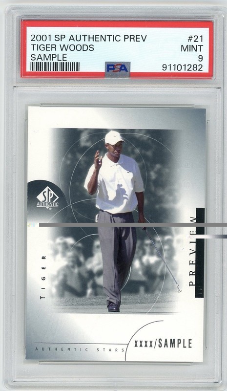 2001 SP Authentic Preview #21 Tiger Woods Sample RC Rookie PSA 9 MINT PROMO Card
