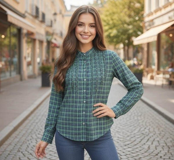 Women Boden Shirt Green Cotton XS
