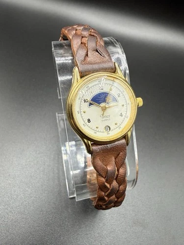 Vintage 90s Timex Moon Phase Quartz Watch for Women, Ladies 90s Timex Watches