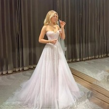 Elegant Lace Wedding Dress Soft Tulle Open Back Sleeveless Bride Gown Customized