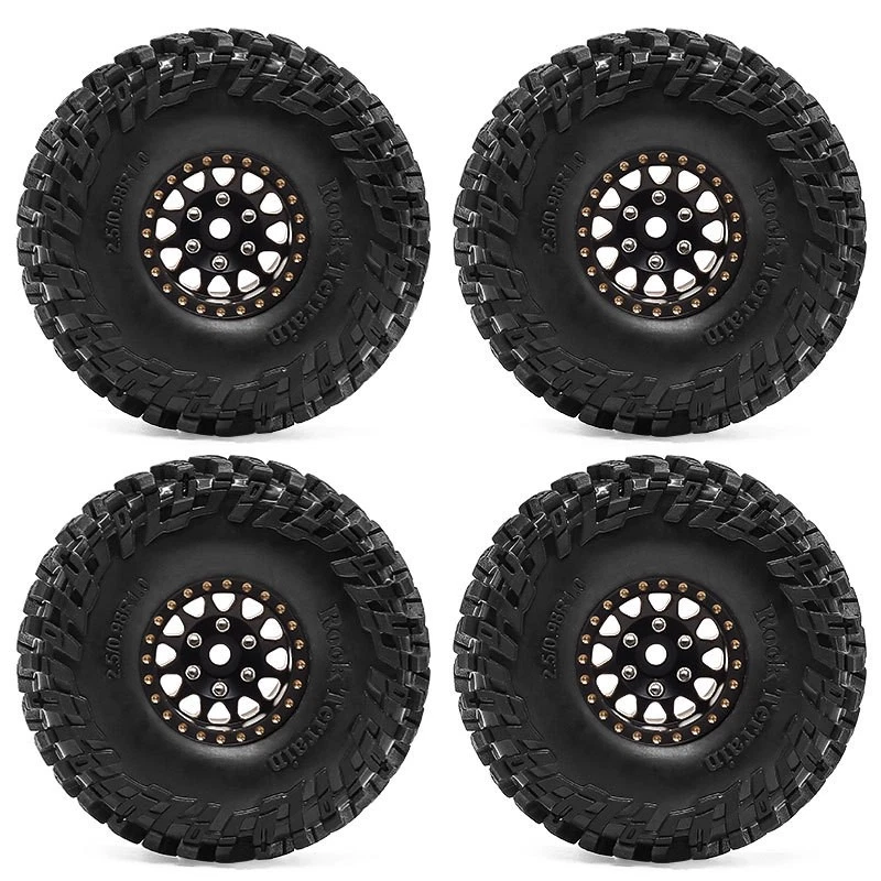 4PCS Brass 1.0 Tires Beadlock Wheel Rims Set for 1/24 RC Crawler Car Axial SCX24 - Image 4 of 4