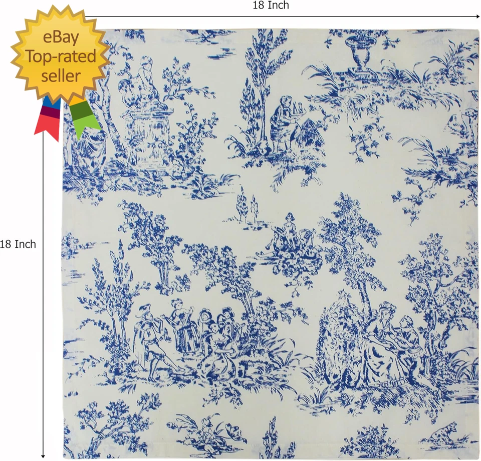 Servilletas de tela - Juego de servilletas reutilizables 12-100 % algodón - Country French Toile Foto 2 de 4