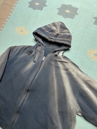 Sudadera con Capucha Doble Cara Vintage Años 80 2 Capas Sol Desteñido Azul Degradado Mayormente Algodón XXL - Imagen 7 de 24