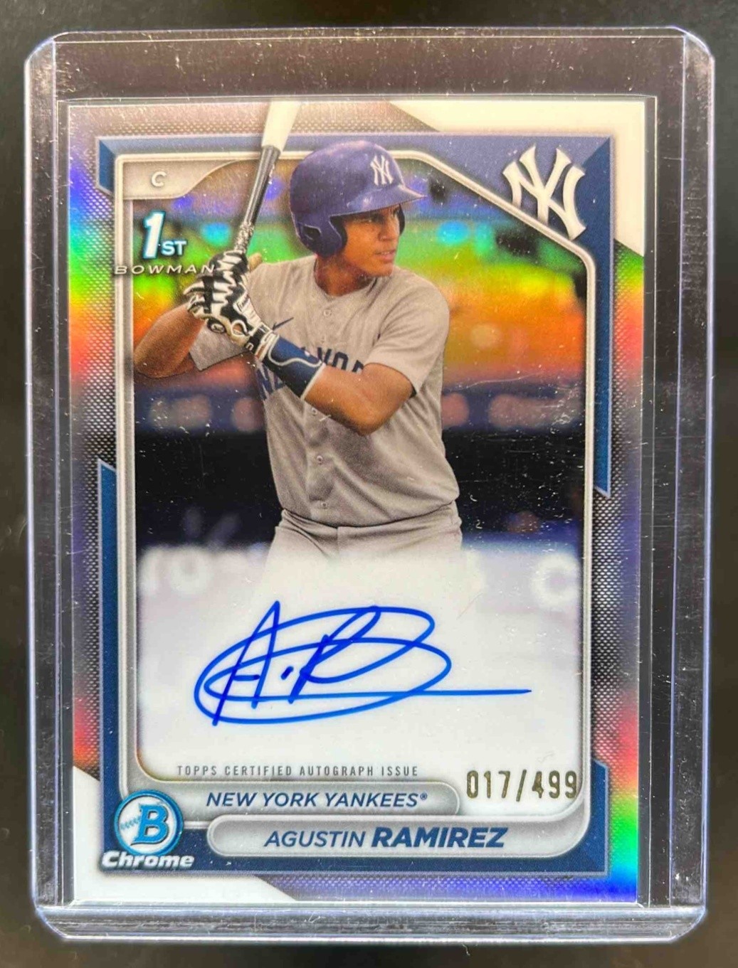 2024 Bowman Agustin Ramirez Chrome Auto Refractor 1st Prospect #/499 Yankees