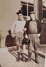 1940's Vtg Photo Strange Looking Man Holding Another Man's Arm Funny Guys 