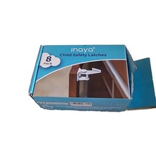 INAYA 8-Pack CABINET LOCKS CHILD SAFETY LATCHES W/ ADHESIVE WHITE COLOR