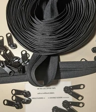 YKK  CF8 Coil Zipper Chain Tape 3/4" Sizes  #8 - With/or/Without Sliders by yard