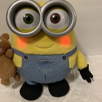 Minion Bob Thinkway Talking Huggable W/Glowing Cheeks Holding Baby Teddy Bear | eBay