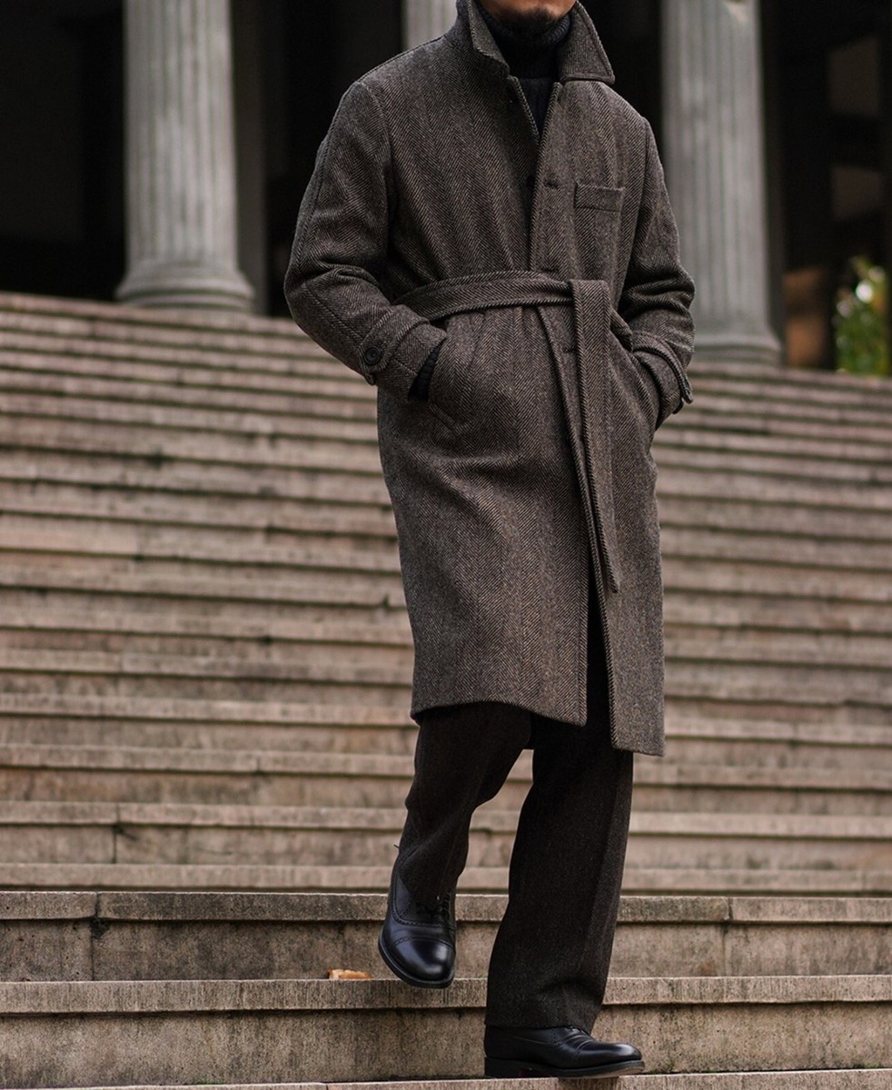 ジャケット・アウター YOKE WOOL NEP TWEED BALMACAAN COAT YOKE 
