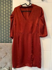 boohoo red mini dress with choker neck detail and puff sleeves in satin size 14