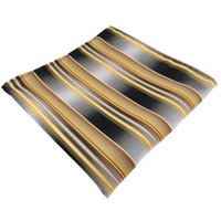 Tigertie Einstecktuch Gold Gelb Silber Anthrazit Grau Gestreift - Tuch Polyester