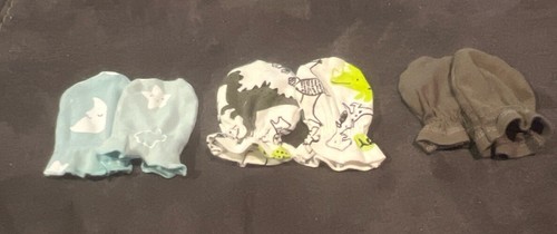Lot Of 3, Gerber Baby Boy Size 0-6 Months 100% Cotton Hand Mittens