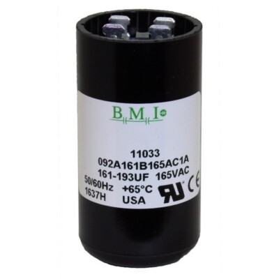 BMI Start Capacitor 161-193uF 165VAC 60HZ Replaces 61A4D160161NNTC