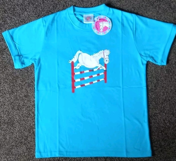 T shirt SPARKYS PONY WORLD 13 14 anni blu manica corta nuova con etichette