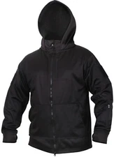 Black Tactical Fleece Hoodie Sweatshirt Covert Zipper Jacket Multi-Pocket Police