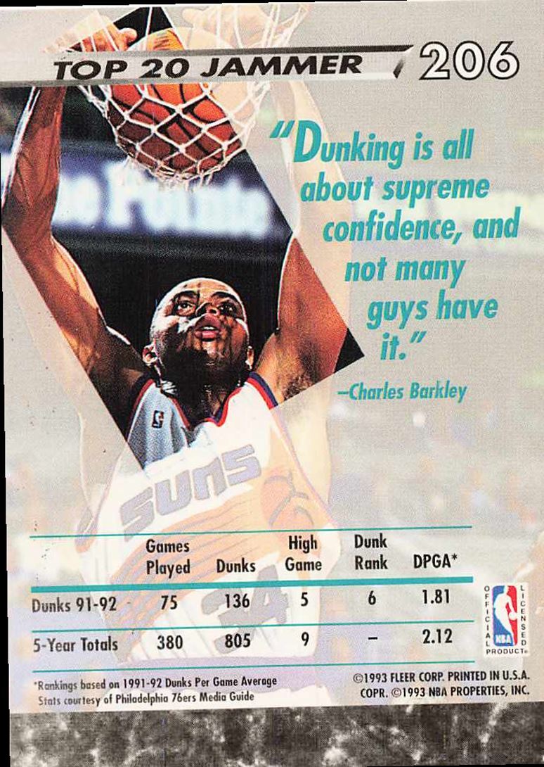 1992-93 Ultra Charles Barkley Dunk Slam #206 | eBay