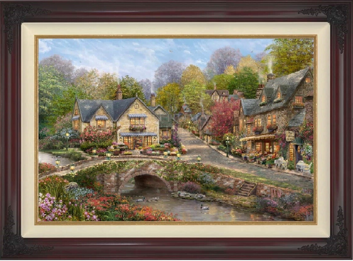 Thomas Kinkade 風景画　アート　ヴィンテージラグ　122×147. Thomas Kinkade 風景画 アート ヴィンテージラグ 122×147