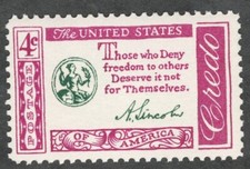 US. 1143. 4c. Abraham Lincoln Quotation, American Credo Issue. MNH. 1960